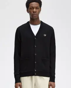 Мужской кардиган с карманами и застежкой на пуговицы Fred Perry, черный