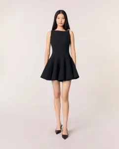 Короткое расклешенное платье из твида Maje, черный