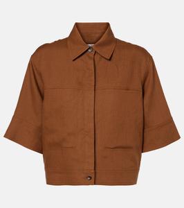 Укороченная льняная рубашка Max Mara, Cuoio