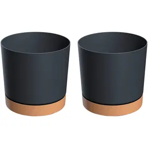 Цветочный горшок Просперпласт «TUBO PM», (набор, 2 шт.) Prosperplast, антрацит