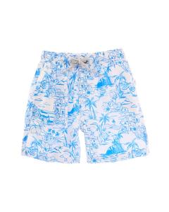 Винтажные летние волейбольные плавки 4-сторонний стретч VINTAGE SUMMER, синий