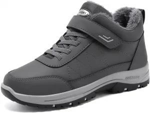 Зимние ботинки для мужчин, снегоступы, теплая обувь для ходьбы, с утеплителем и меховой подкладкой, водонепроницаемые ботинки для активного отдыха на открытом воздухе, противоскользящая, удобная повседневная обувь для холодной погоды Qacksv, серый