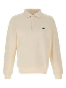 Поло с длинными рукавами и вышитым логотипом Lacoste, нейтральный