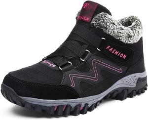 Женские зимние термальные кожаные ботинки на платформе с высоким берцем EaGo, Black