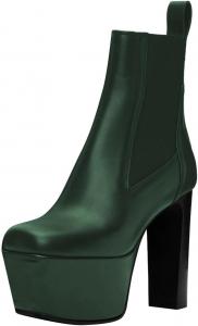 Женские ботильоны FOWT на толстой платформе, с высокой массивной шпилькой, круглым носком и эластичной голенью, вечерние стильные туфли, размер 4-16 US