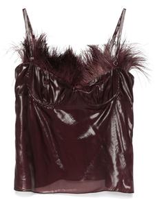Топ из органзы, украшенный перьями Ferragamo, фиолетовый