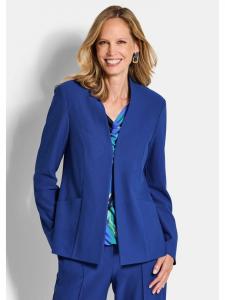 GOLDNER Укороченный размер: трикотажный блейзер, вискозный блейзер из ткани пике королевского синего цвета