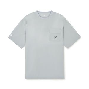 Футболка с рукавом дроп-шилдер Женская Светло-серая MLB