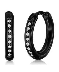 Серьги-Кольца Huggie Hoops из нержавеющей стали с золотым покрытием или черным покрытием, диаметром 15 мм Metallo, black