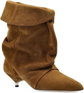 Женские замшевые ботильоны MAVMAX с мягкой посадкой, низкий каблук «китен», складной верх и заостренный носок, короткие повседневные ботинки для работы и зимнего платья, Brown