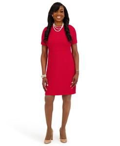 Женское платье с короткими рукавами и круглым вырезом Kasper, Crimson