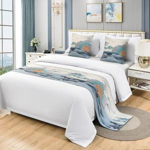 TTiiLoe Льняной декоративный бегунок для кровати в стиле пэчворк синего цвета Blue 4