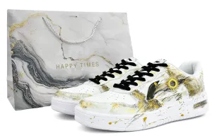 Понтонные лодки Легкие, дышащие и нескользящие лоу-топ скейтборд кроссовки Unisex LINING, черный золотой