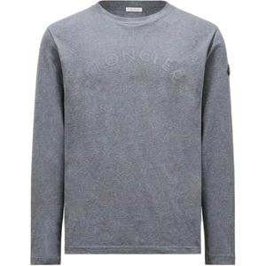 Футболка с длинными рукавами и принтом логотипа Moncler, темно-серый