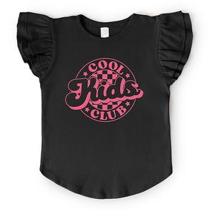 Футболка с рукавами-крылышками в клетку Cool kids club The Juniper Shop, Black