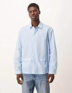 Свободная рубашка ASOS DESIGN с карманами в синюю полоску