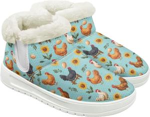 Женские зимние ботинки до щиколотки с искусственным мехом, теплые зимние прогулочные ботинки с мемори-пеной Fuojuvelie, Chicken