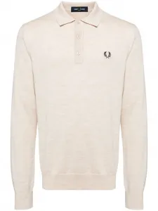 Рубашка поло из смесовой шерсти Fred Perry, бежевый