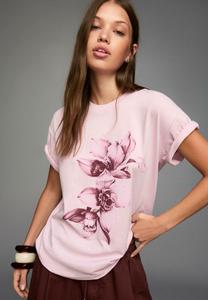 Футболка Bershka Print T-shirt, Light Pink