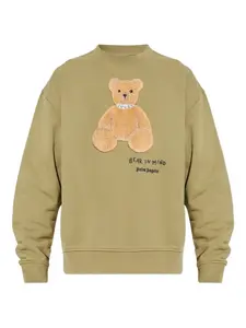 Свитшот с аппликацией в виде мишки и круглым вырезом Palm Angels, зеленый