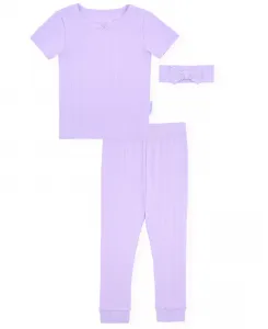 Пижама для девочек Baby and Toddler Girls из 3 предметов с головной повязкой в стиле Pointelle Max & Olivia, фиолетовый