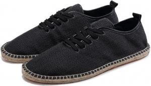 Мужские эспадрильи на шнуровке, повседневные, из парусины, без шнуровки, дышащие, для ходьбы Generic, черный