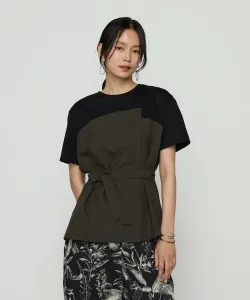 Компактный стильный топ-бюстье из джерси Laurel Kt Kiyoko Takase, цвет 20: Khaki X Black