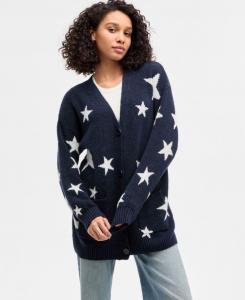 Длинный кардиган-комбинезон с V-образным вырезом и застежкой на пуговицы для подростков Hippie Rose, Navy Stars