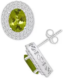 Овальные серьги-гвоздики с родолитом (3 карата tw) и белым топазом (7/8 карата tw) из стерлингового серебра (также с цитрином, голубым топазом, перидотом и аметистом) Macy'S, peridot