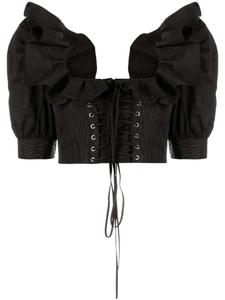 Alessandra Rich блузка с оборками, черный