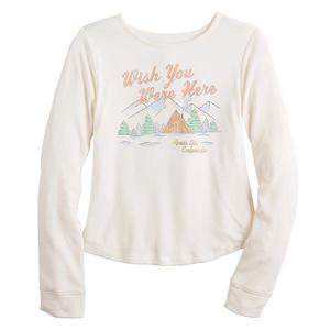 Детская футболка с длинным рукавом и принтом для девочек 6-20 лет в размерах regular и plus So, Wish You Were Here