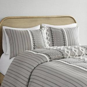 INK+IVY Imani Комплект из 3 пододеяльников из хлопка с накладками, темно-синий