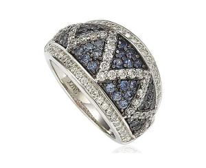 Кольцо Suzy Levian из стерлингового серебра с искусственными белыми сапфирами в зигзагообразной оправе Suzy Levian New York, Blue sapphire