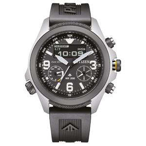 CITIZEN Мужские часы Ecology Drive Collection с кварцевым механизмом и резиновым ремешком, черный циферблат