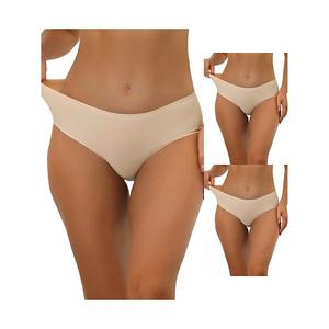 3 пачки женских трусов без подкладки, удобное белье no show с эластичной резинкой Allegra K, Beige