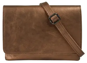 Сумка через плечо Cluty, натуральная кожа, производство Италия, цвет Cognac