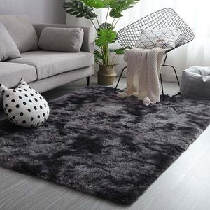 Budis Ковер 100х200 см из шелка и шерсти, длинный ворс, для спальни/гостиной, Nebula Gray [ Tie-Dye ]