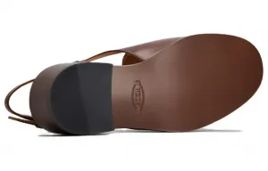 TOD'S Кожаные туфли на массивном каблуке 3,5 см, женские, brown