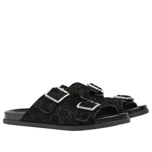 Тапочки gg suede slides Gucci, черный