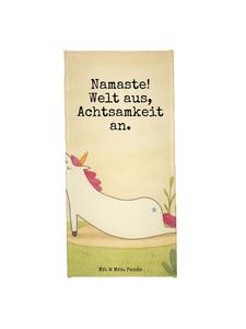 Mr. & Mrs. Panda Пляжное полотенце с изображением единорога для йоги и надписью, белого цвета