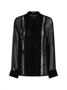 Блузка с кружевными вставками Roberto Cavalli, черный