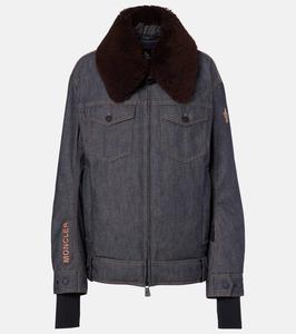 Юнке джинсовая пуховик с отделкой из овчины Moncler Grenoble