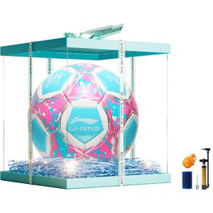 LINING Размер 4 5 футбольный мяч TPU машинной строчки Unisex светло-голубой розовый