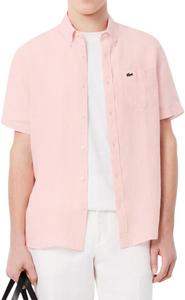 Lacoste мужская повседневная рубашка на пуговицах из льна Regular Fit, Flamingo