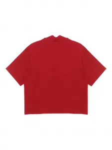 Топ с короткими рукавами и высоким воротником Carven, красный