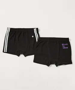 Удобные детские боксерские трусы для мальчиков, комплект из 2 штук, детская одежда, для мальчиков, весна-лето 2026 Devirock, цвет 001-Black-Line Logo