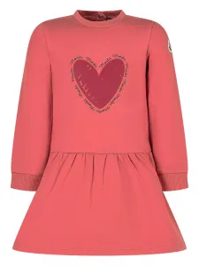 Декорированное расклешенное платье Moncler Enfant, розовый