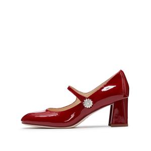 Туфли Cherry Sweetheart на массивном каблуке Mary Jane 6 см Staccato, cherry красный (loose fit)