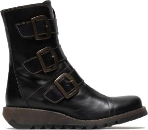 Infinity Leather Женские черные байкерские ботинки Fly SCOP110 Chelsea с кожей и молнией на щиколотке