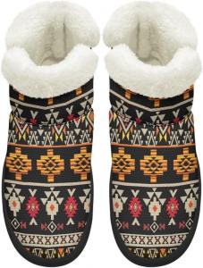 Женские зимние ботинки KEIAHUAN с утеплителем из меха, удобные уличные туфли на плоской подошве с пушистым воротником, Aztec Style